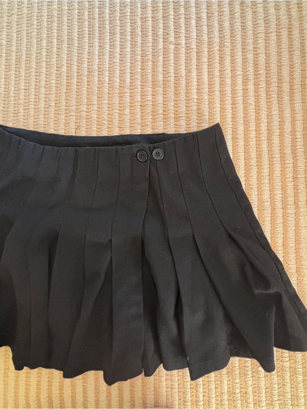 Brandy Melville Black Pleated Mini Skirt with Button Waist